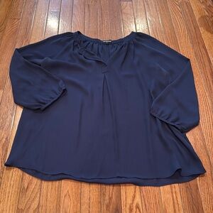 Navy Chiffon Blouse